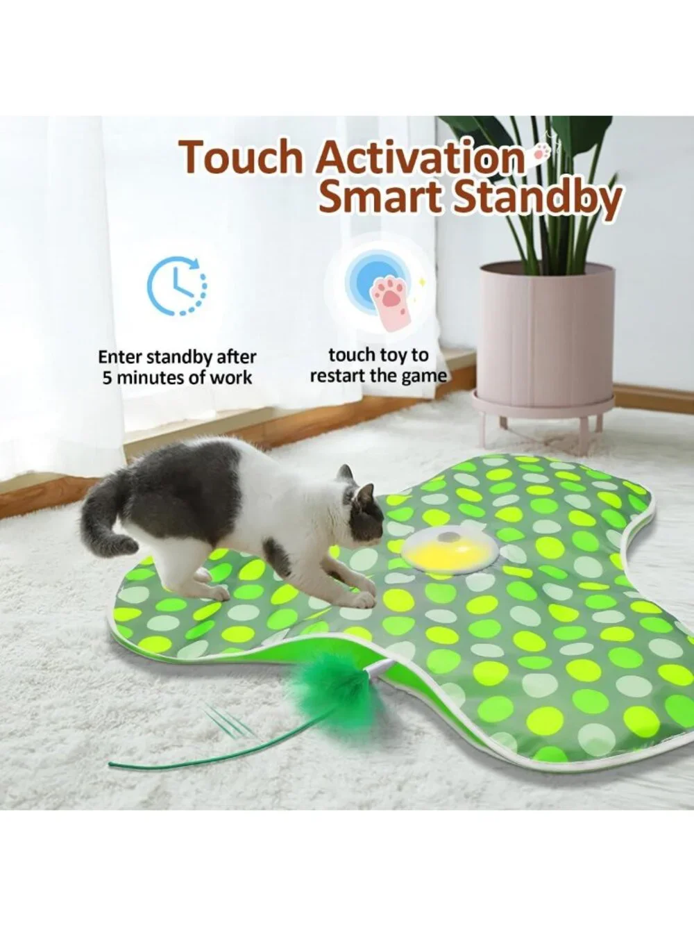 Interactive Automatic Cat Toy - Motion Activated, Moving Feather & Chirping Fun